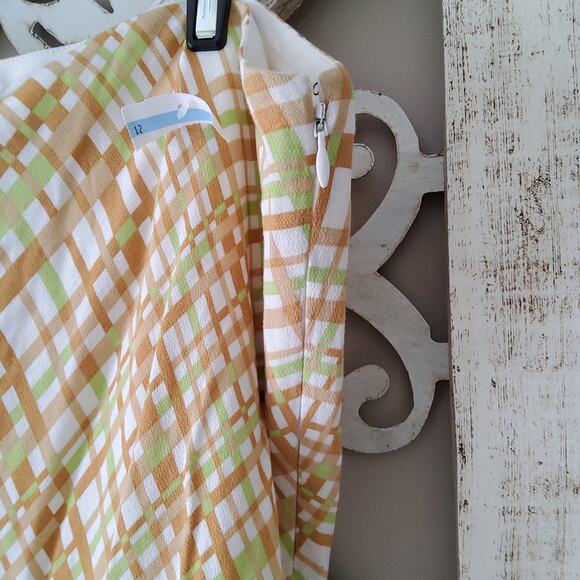 bp Nordstrom Women's Plus 1X Plaid Mini Skirt in Gold Lime Green - Picture 4 of 6